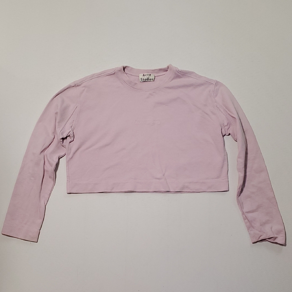 Acne Studios Odice embossed logo sweatshirt in a pale lilac